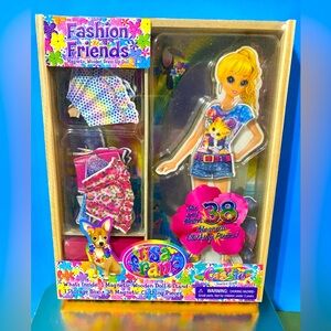 LISA FRANK NWT FASHION FRIENDS CASSIE WOODEN DOLL & STAND w/38 MAGNETIC …